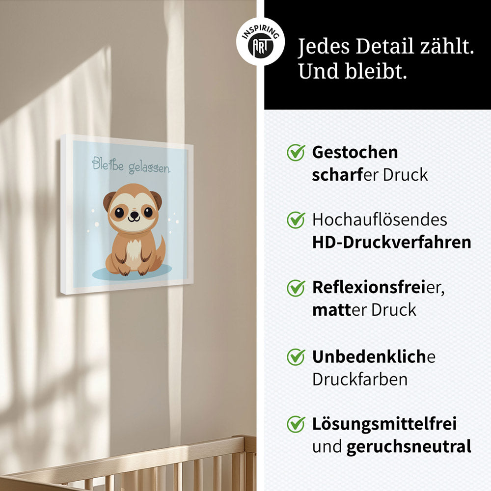 Fabian, der flauschige Faulpelz – Baby-Kinder-Wandbild MIXPIX – Tiermotiv Faultier im Cartoon-Design