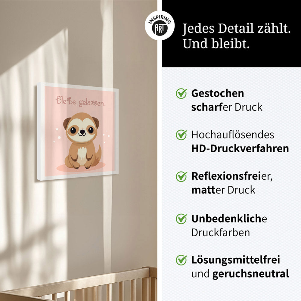 Fabian, der flauschige Faulpelz – Baby-Kinder-Wandbild MIXPIX – Tiermotiv Faultier im Cartoon-Design