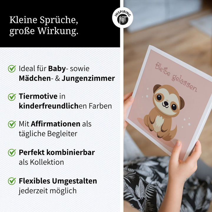 Fabian, der flauschige Faulpelz – Baby-Kinder-Wandbild MIXPIX – Tiermotiv Faultier im Cartoon-Design