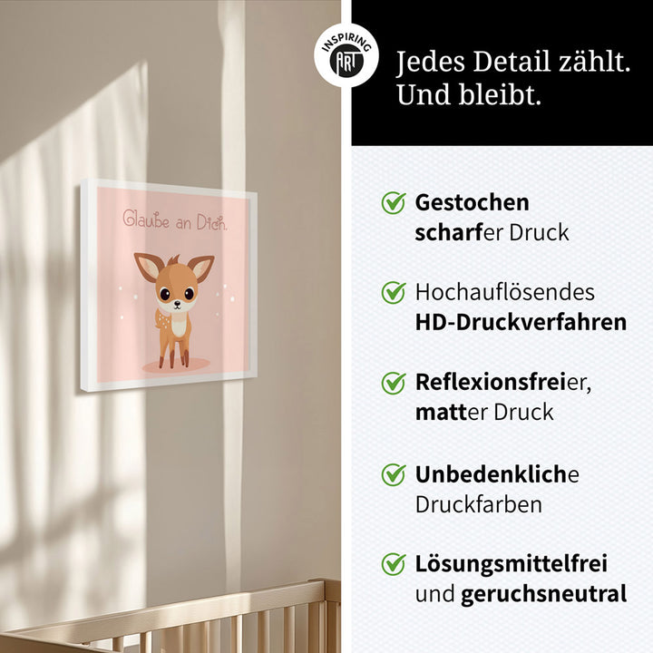 Rudi, das Sternenreh – Baby-Kinder-Wandbild MIXPIX – Tiermotiv Reh im Cartoon Design