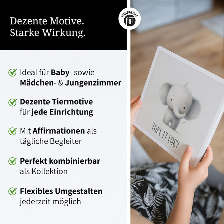 Magnus, der kichernde Rüsselwicht – Baby-Kinder-Wandbild MIXPIX – Tiermotiv Elefant