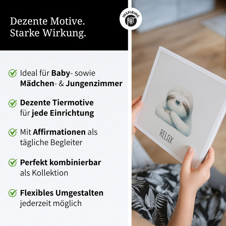 Susi Schlummerflausch – Baby-Kinder-Wandbild MIXPIX – Tiermotiv Faultier
