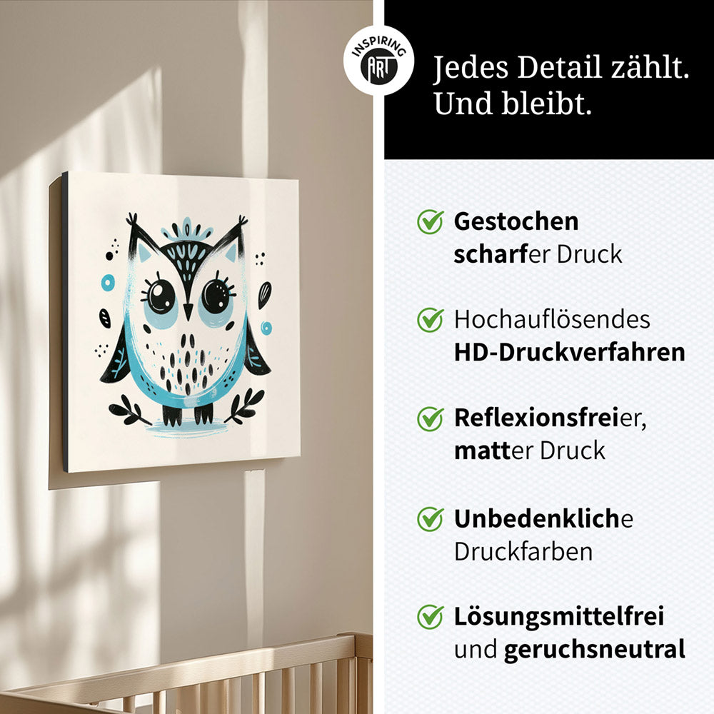 Olivia, die Ästhetik-Eule – Baby-Kinder-Wandbild MIXPIX – Tiermotiv Eule als Illustration