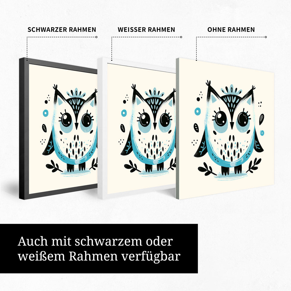 Olivia, die Ästhetik-Eule – Baby-Kinder-Wandbild MIXPIX – Tiermotiv Eule als Illustration