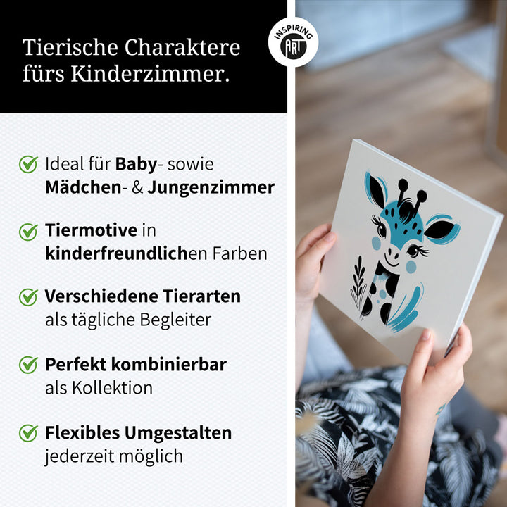 Gigi, die Gemälde-Giraffe – Baby-Kinder-Wandbild MIXPIX – Tiermotiv Giraffe als Illustration
