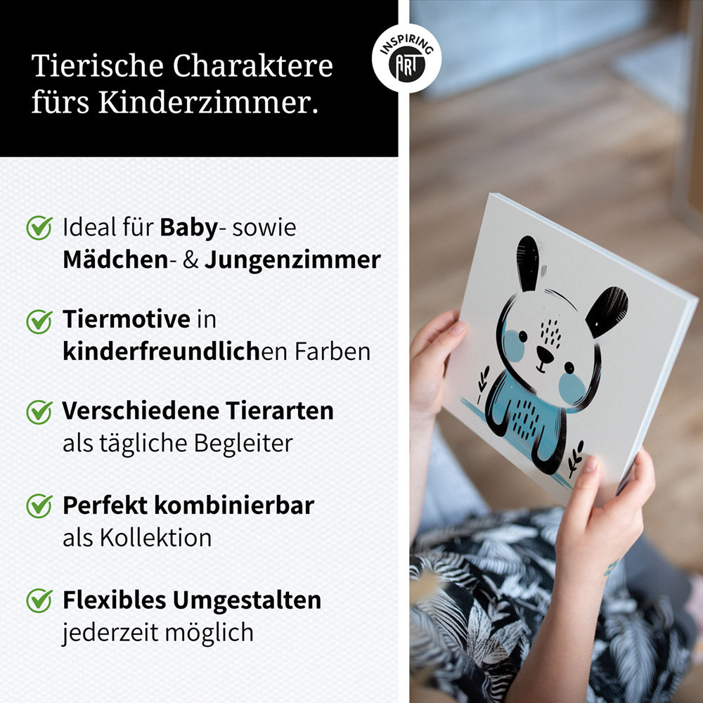 Koko, der Kreativ-Hase – Baby-Kinder-Wandbild MIXPIX – Tiermotiv Hase als Illustration