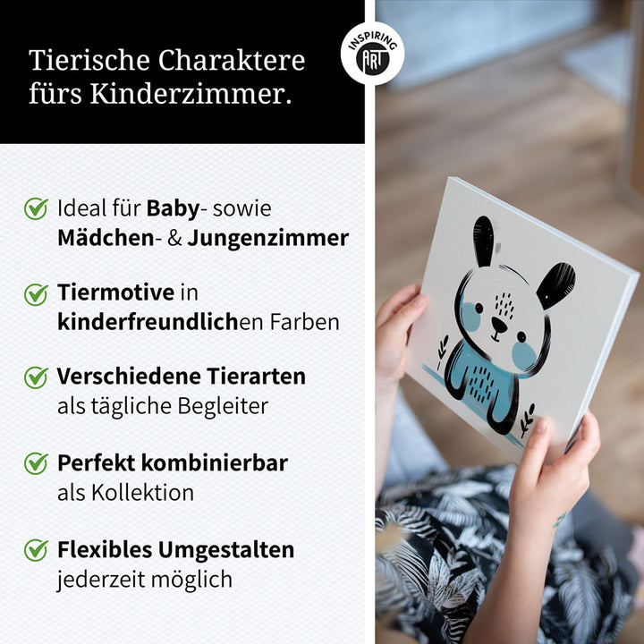 Koko, der Kreativ-Hase – Baby-Kinder-Wandbild MIXPIX – Tiermotiv Hase als Illustration