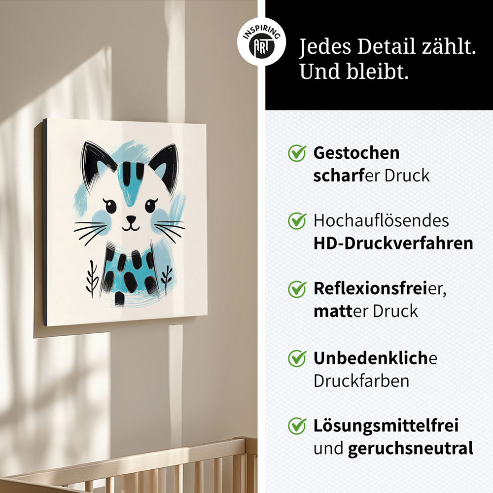 Kira, die Kunst-Katze – Baby-Kinder-Wandbild MIXPIX – Tiermotiv Katze als Illustration