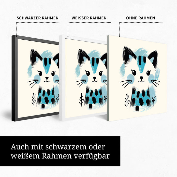 Kira, die Kunst-Katze – Baby-Kinder-Wandbild MIXPIX – Tiermotiv Katze als Illustration