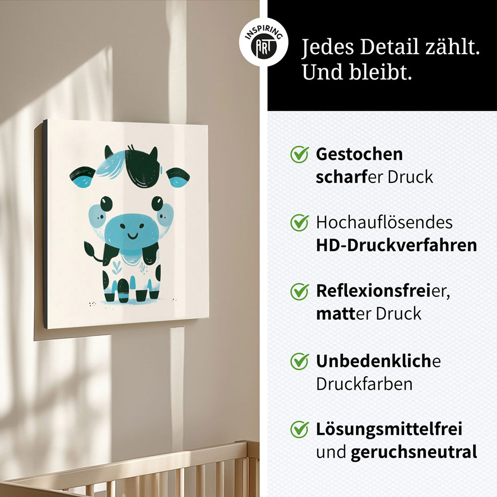 Karla, die kolorierte Kuh – Baby-Kinder-Wandbild MIXPIX – Tiermotiv Kuh als Illustration