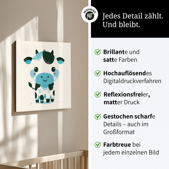 Karla, die kolorierte Kuh – Baby-Kinder-Wandbild MIXPIX – Tiermotiv Kuh als Illustration