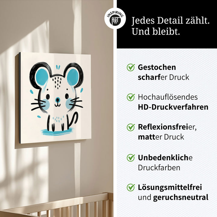 Mimi, die Malermeister-Maus – Baby-Kinder-Wandbild MIXPIX – Tiermotiv Maus als Illustration