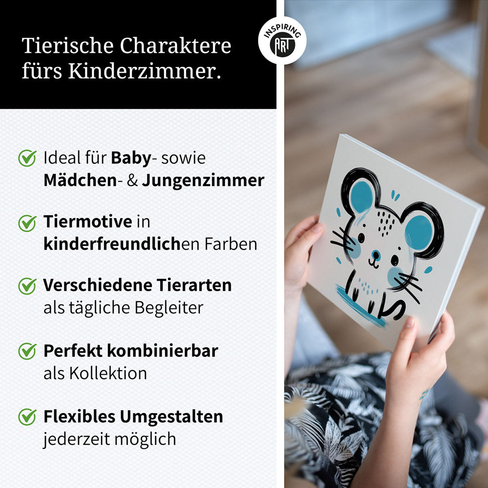 Mimi, die Malermeister-Maus – Baby-Kinder-Wandbild MIXPIX – Tiermotiv Maus als Illustration