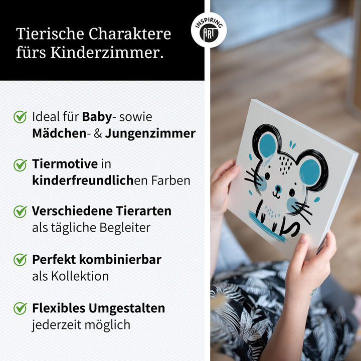 Mimi, die Malermeister-Maus – Baby-Kinder-Wandbild MIXPIX – Tiermotiv Maus als Illustration