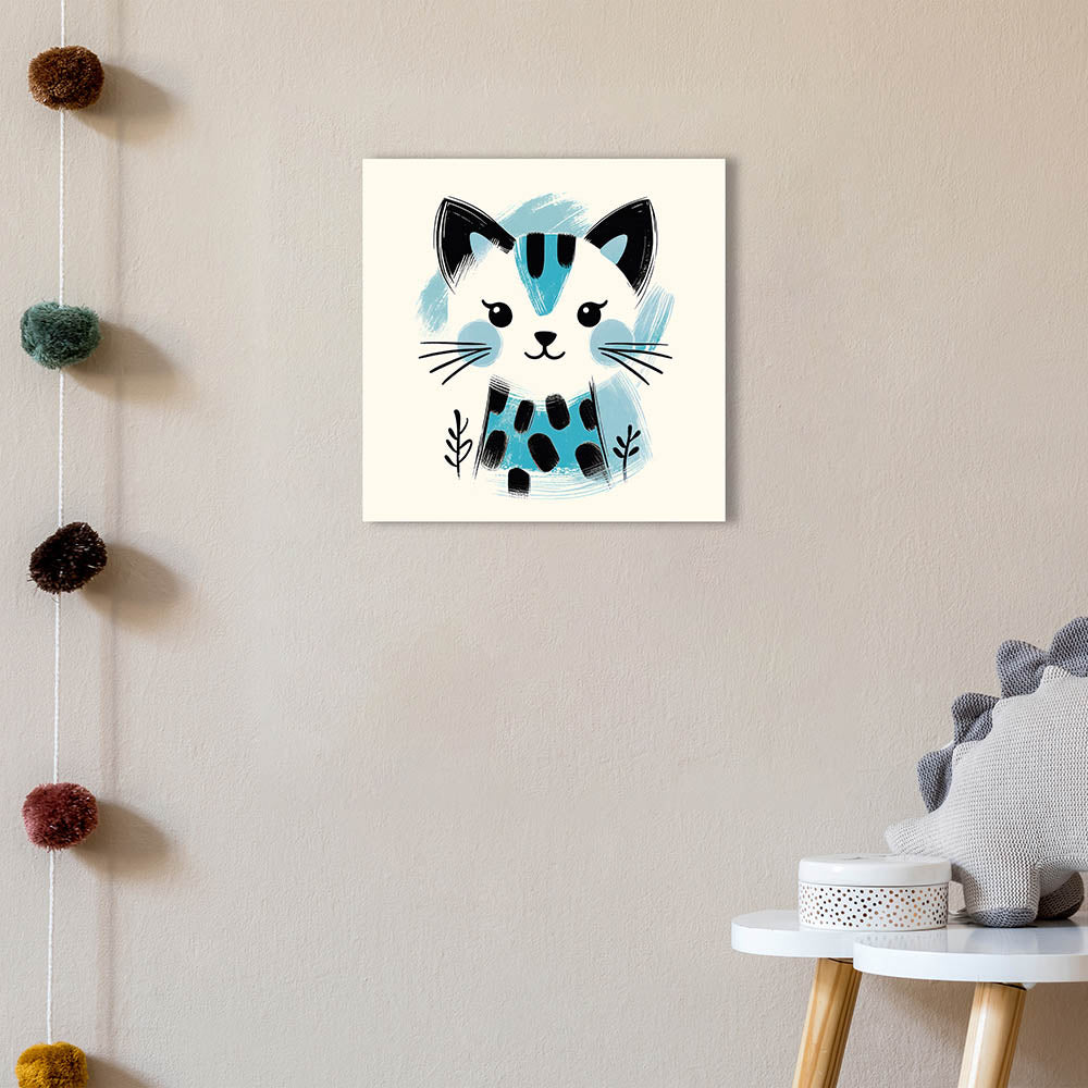 Wandbild für Kinderzimmer ohne Bohren mit süßem Tierbild Katze
