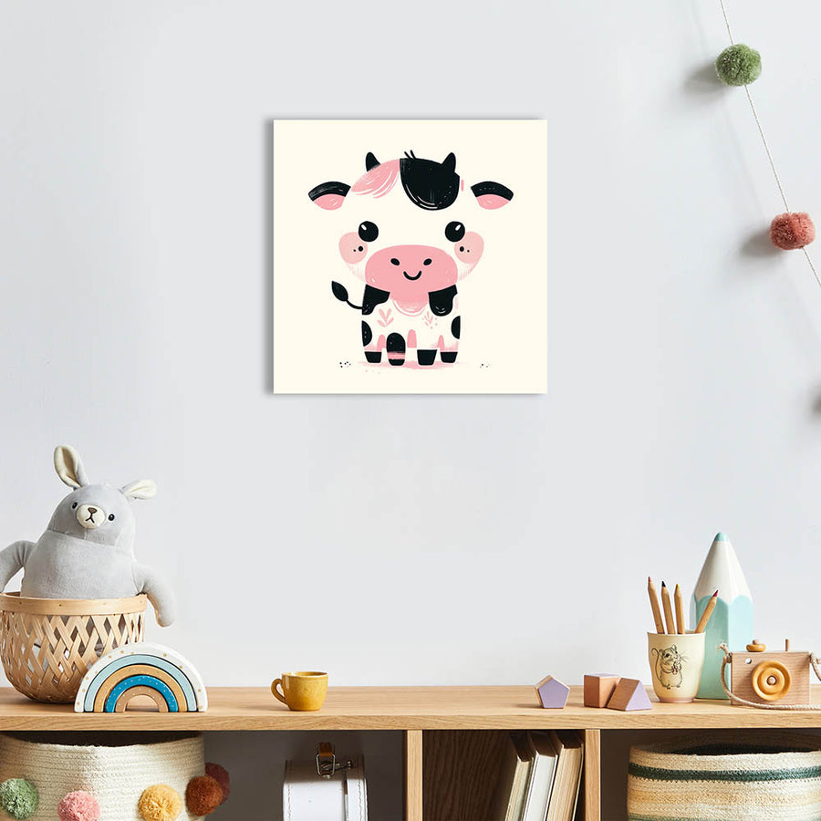 Wandbilder für Kinderzimmer ohne Bohren mit Tiermotiv Kuh