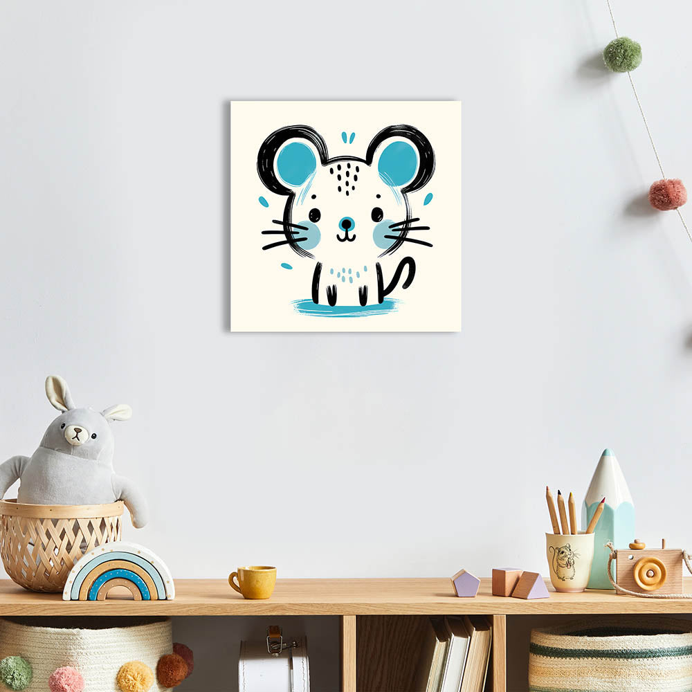 Wandbild für Kinderzimmer ohne Bohren mit süßem Tierbild Maus