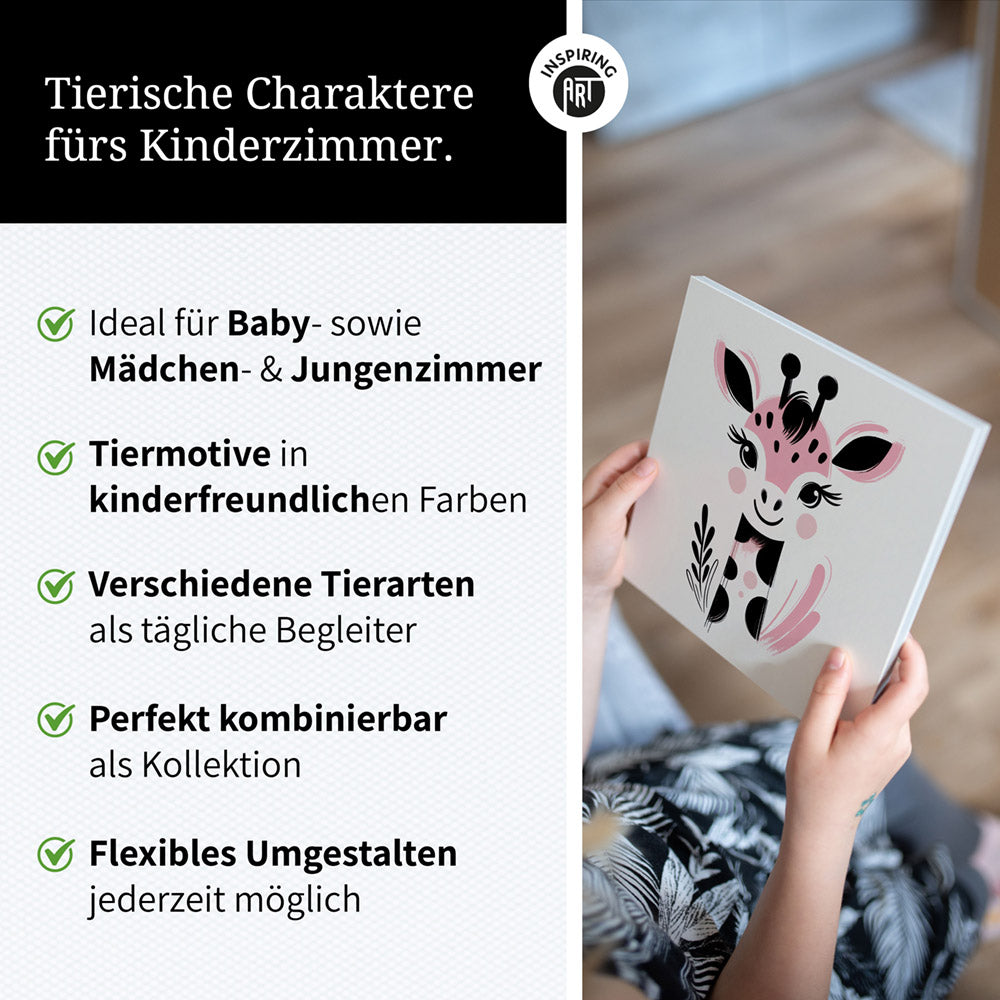 Gigi, die Gemälde-Giraffe – Baby-Kinder-Wandbild MIXPIX – Tiermotiv Giraffe als Illustration