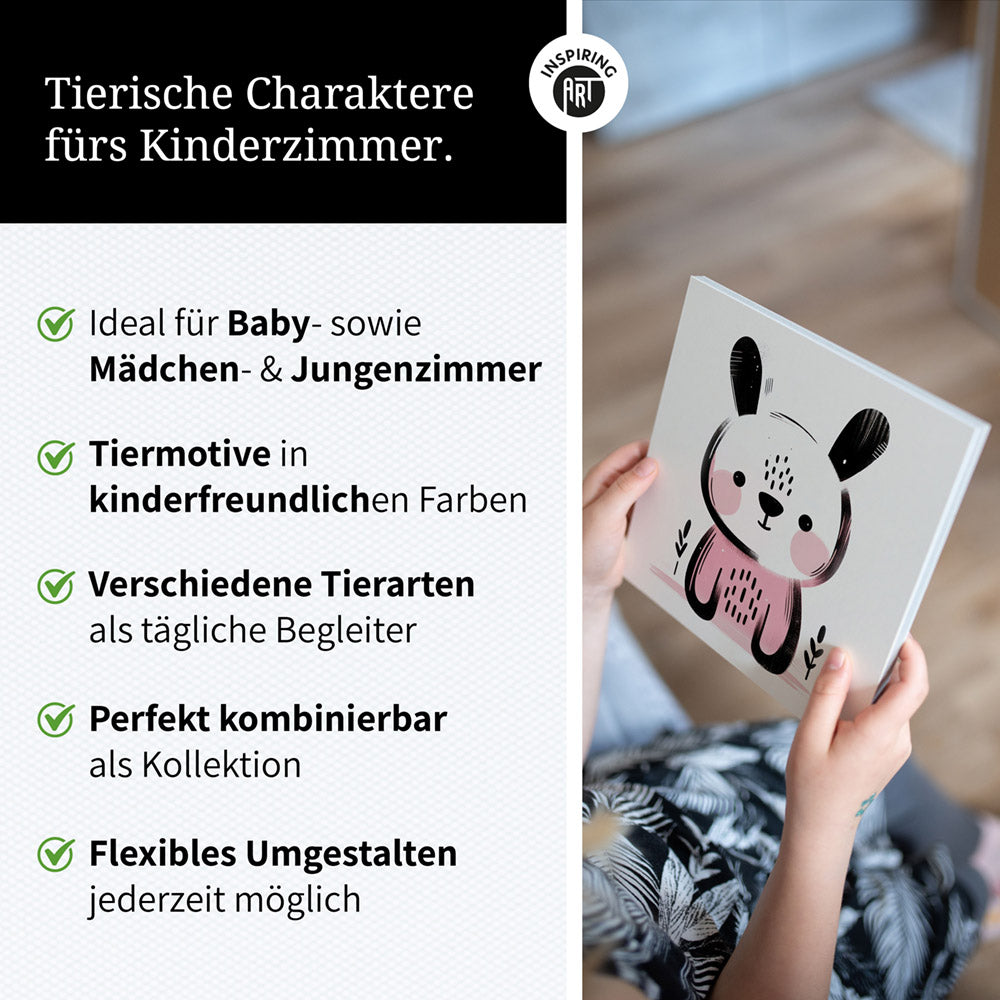 Koko, der Kreativ-Hase – Baby-Kinder-Wandbild MIXPIX – Tiermotiv Hase als Illustration