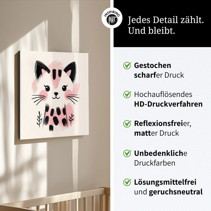 Kira, die Kunst-Katze – Baby-Kinder-Wandbild MIXPIX – Tiermotiv Katze als Illustration