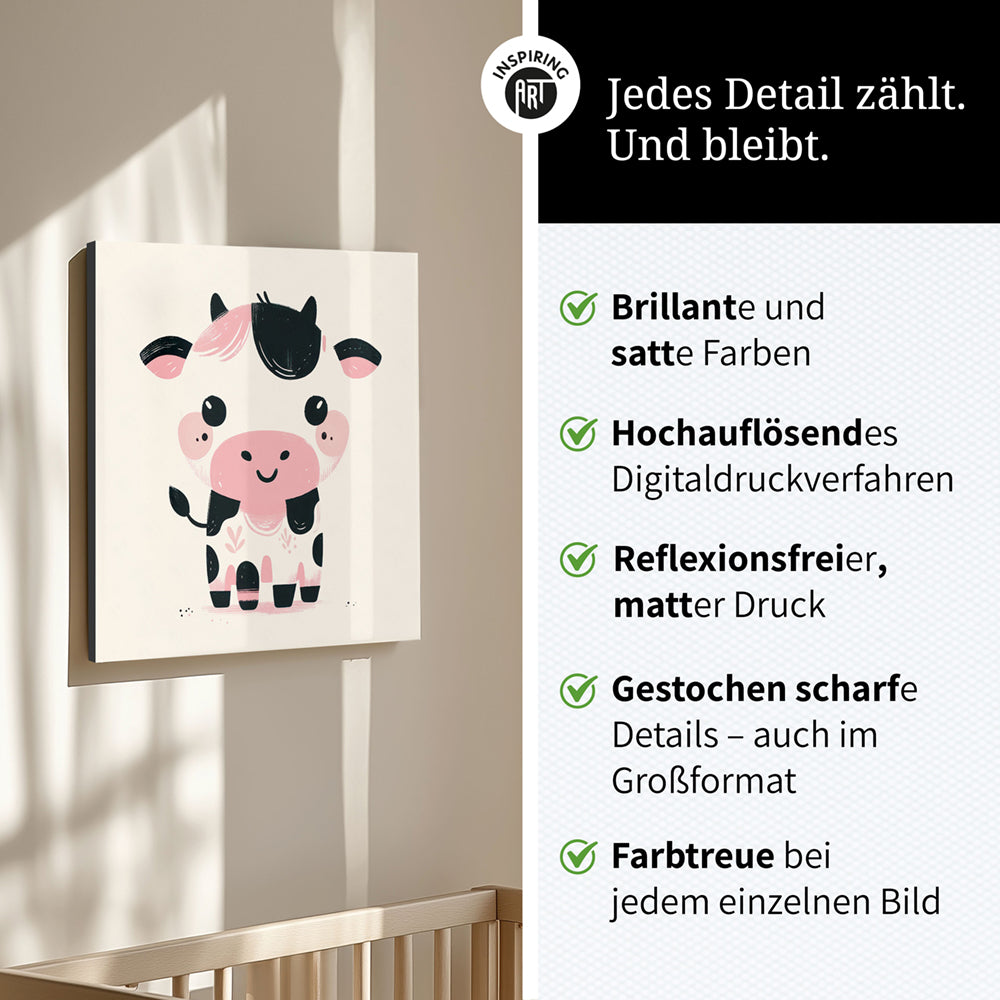 Karla, die kolorierte Kuh – Baby-Kinder-Wandbild MIXPIX – Tiermotiv Kuh als Illustration