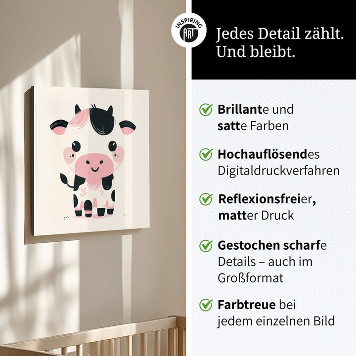Karla, die kolorierte Kuh – Baby-Kinder-Wandbild MIXPIX – Tiermotiv Kuh als Illustration