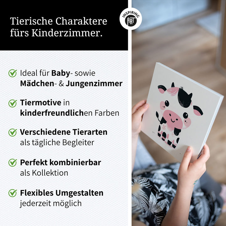 Karla, die kolorierte Kuh – Baby-Kinder-Wandbild MIXPIX – Tiermotiv Kuh als Illustration