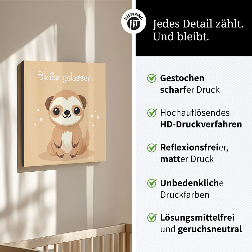 Fabian, der flauschige Faulpelz – Baby-Kinder-Wandbild MIXPIX – Tiermotiv Faultier im Cartoon-Design