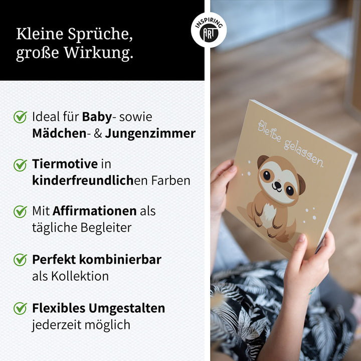 Fabian, der flauschige Faulpelz – Baby-Kinder-Wandbild MIXPIX – Tiermotiv Faultier im Cartoon-Design