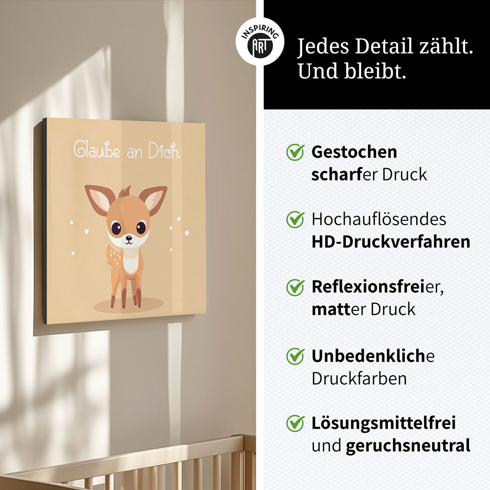 Rudi, das Sternenreh – Baby-Kinder-Wandbild MIXPIX – Tiermotiv Reh im Cartoon Design