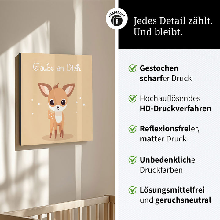 Rudi, das Sternenreh – Baby-Kinder-Wandbild MIXPIX – Tiermotiv Reh im Cartoon Design