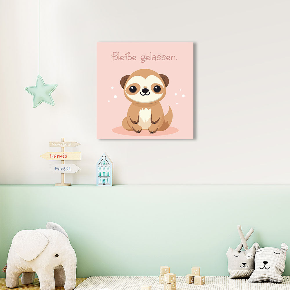 Babyzimmer Wandbild Cartoon Tierbild Faultier mit Affirmation
