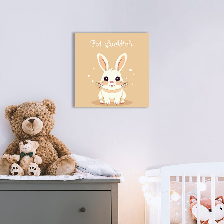 Babyzimmer Wandbild Dekoration Tiermotiv Hase mit Affirmation