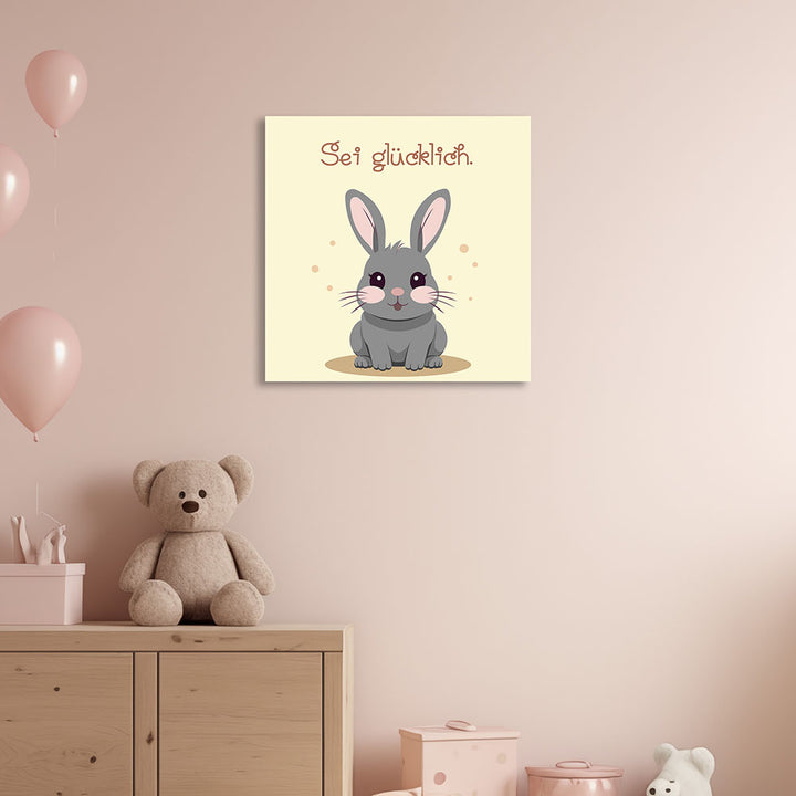Babyzimmer Wandbild Dekoration Tierbild Hase mit Affirmation