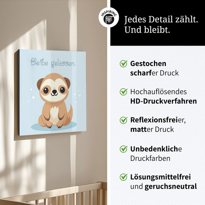 Fabian, der flauschige Faulpelz – Baby-Kinder-Wandbild MIXPIX – Tiermotiv Faultier im Cartoon-Design