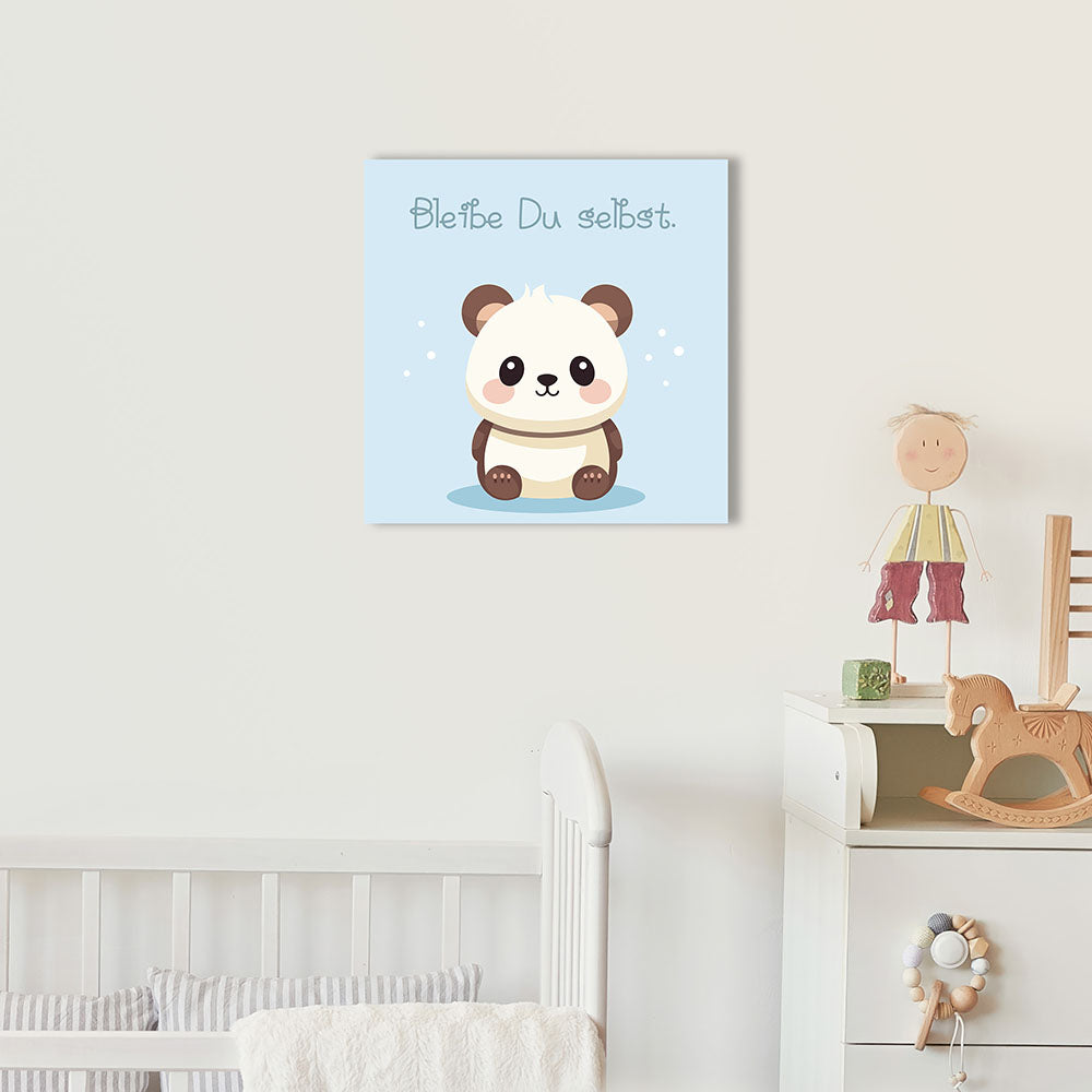 Babyzimmer Wandbild Cartoon Tiermotiv Panda mit Affirmation