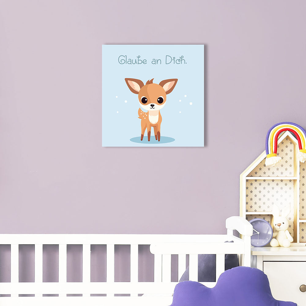 Wandbild für Kinderzimmer ohne Bohren Tierbild Reh