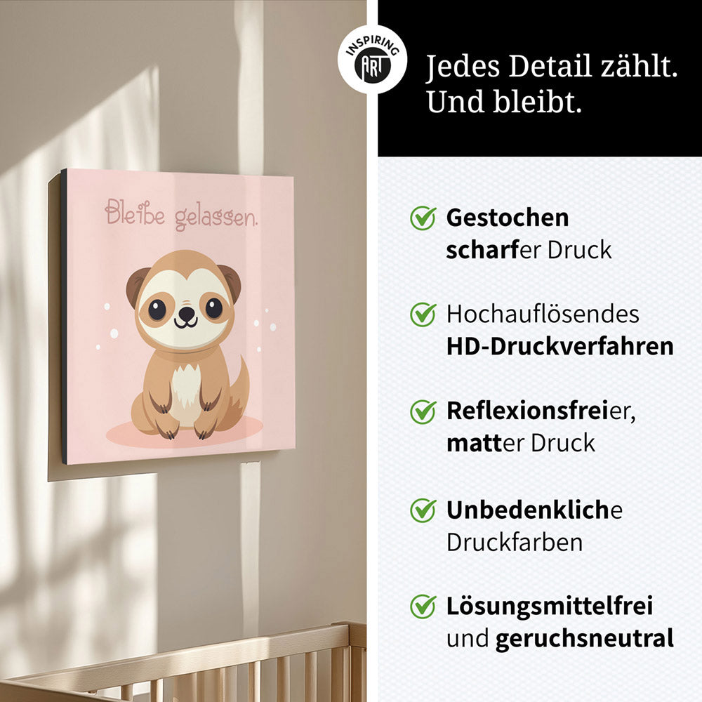 Fabian, der flauschige Faulpelz – Baby-Kinder-Wandbild MIXPIX – Tiermotiv Faultier im Cartoon-Design