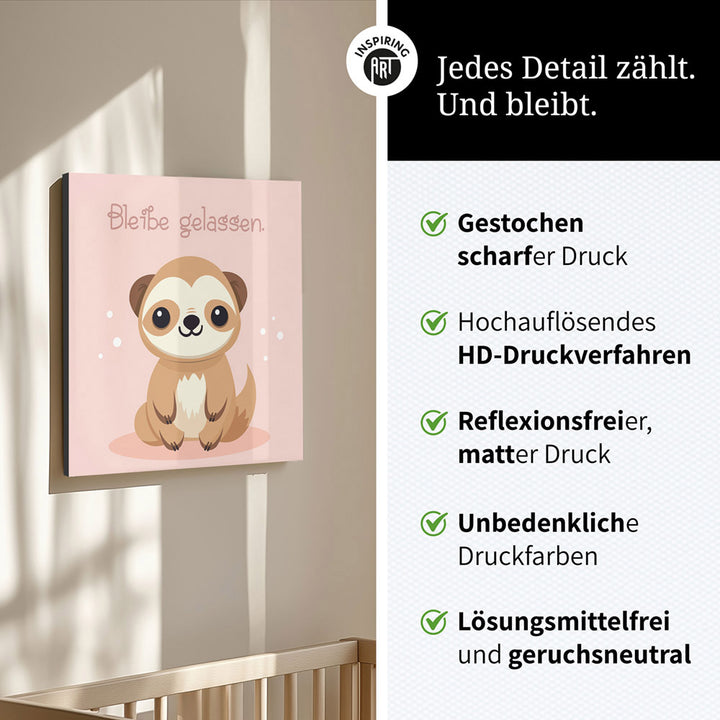 Fabian, der flauschige Faulpelz – Baby-Kinder-Wandbild MIXPIX – Tiermotiv Faultier im Cartoon-Design