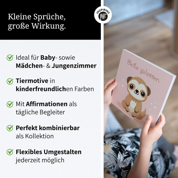 Fabian, der flauschige Faulpelz – Baby-Kinder-Wandbild MIXPIX – Tiermotiv Faultier im Cartoon-Design
