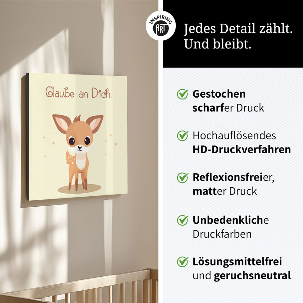 Rudi, das Sternenreh – Baby-Kinder-Wandbild MIXPIX – Tiermotiv Reh im Cartoon Design