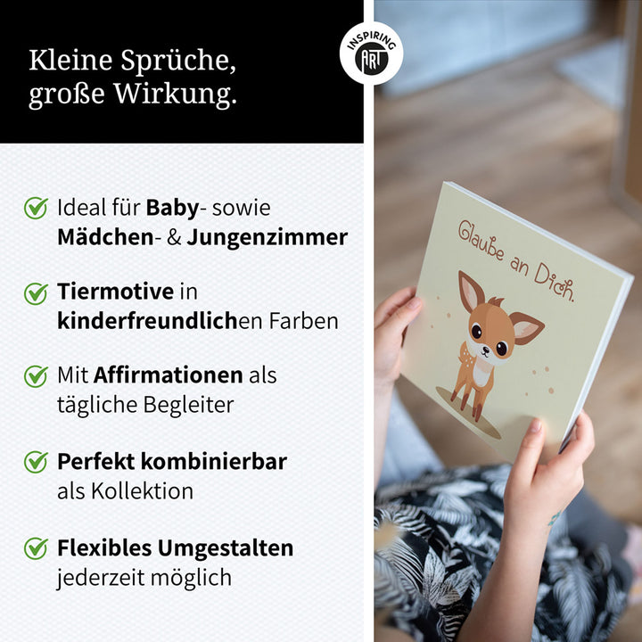 Rudi, das Sternenreh – Baby-Kinder-Wandbild MIXPIX – Tiermotiv Reh im Cartoon Design