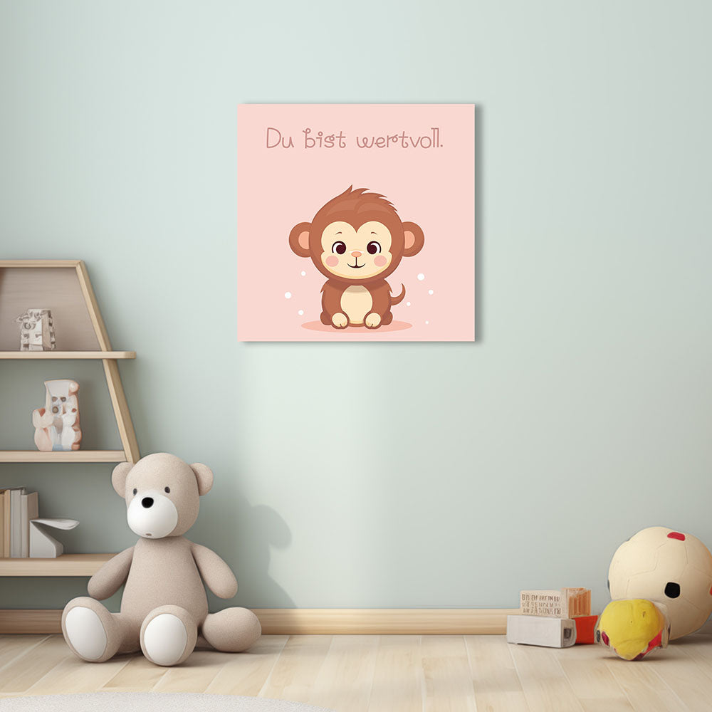 Milo, der Kuschelaffe – Baby-Kinder-Wandbild MIXPIX – Tiermotiv Affe im Cartoon-Design