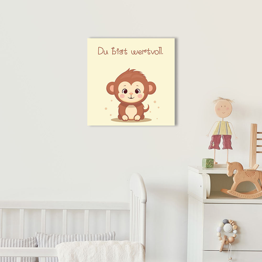 Milo, der Kuschelaffe – Baby-Kinder-Wandbild MIXPIX – Tiermotiv Affe im Cartoon-Design