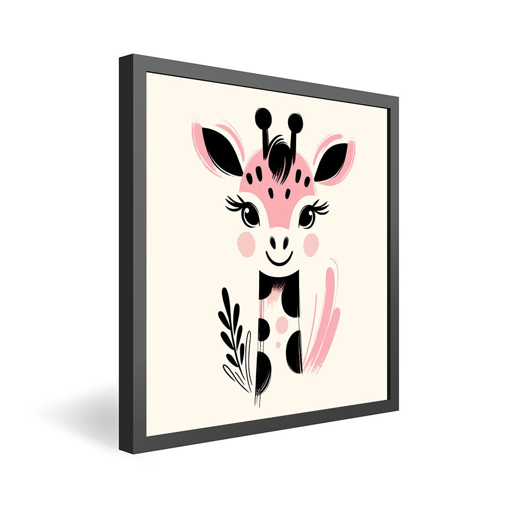 Gigi, die Gemälde-Giraffe – Baby-Kinder-Wandbild MIXPIX – Tiermotiv Giraffe als Illustration in Rosa – Ani-Mali Bilderset Kinderzimmer Wanddekoration