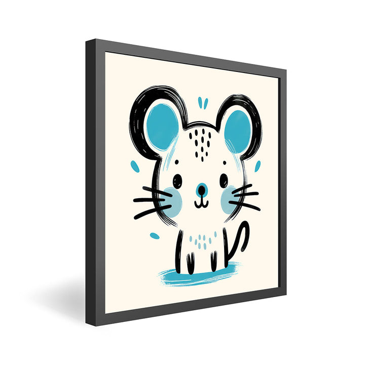 Mimi, die Malermeister-Maus – Baby-Kinder-Wandbild MIXPIX – Tiermotiv Maus als Illustration in Blau – Ani-Mali Bilderset Kinderzimmer Wanddekoration