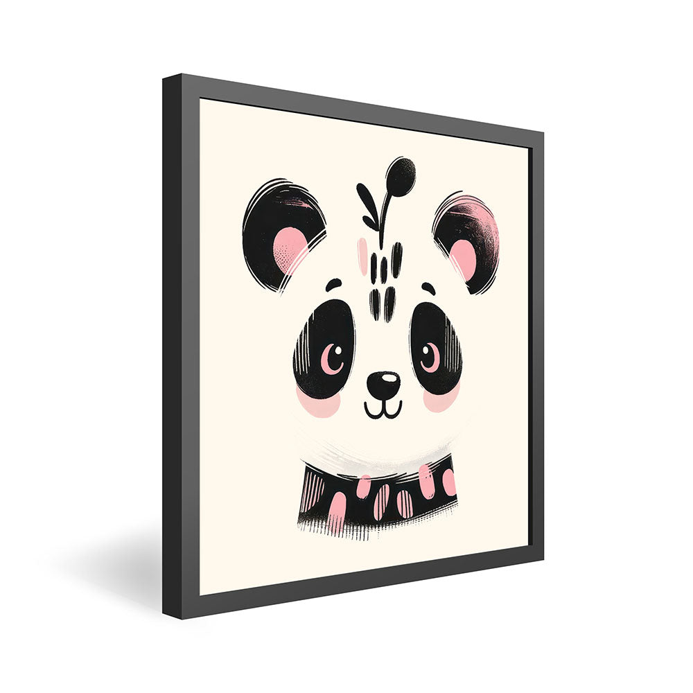 Pablo, der Portrait-Panda – Baby-Kinder-Wandbild MIXPIX – Tiermotiv Panda als Illustration in Rosa – Ani-Mali Bilderset Kinderzimmer Wanddekoration