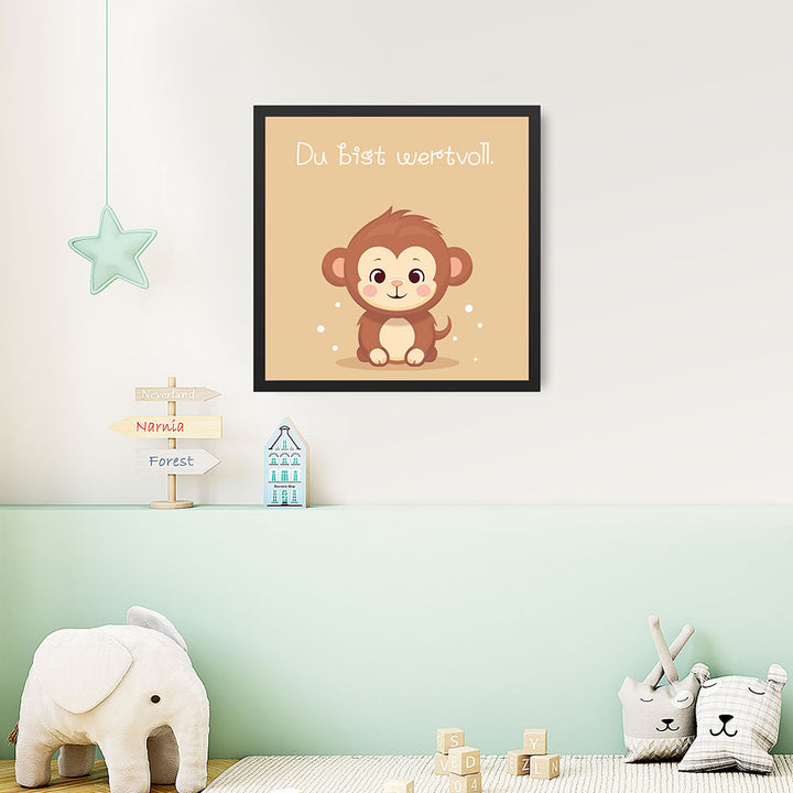 Milo, der Kuschelaffe – Baby-Kinder-Wandbild MIXPIX – Tiermotiv Affe im Cartoon-Design