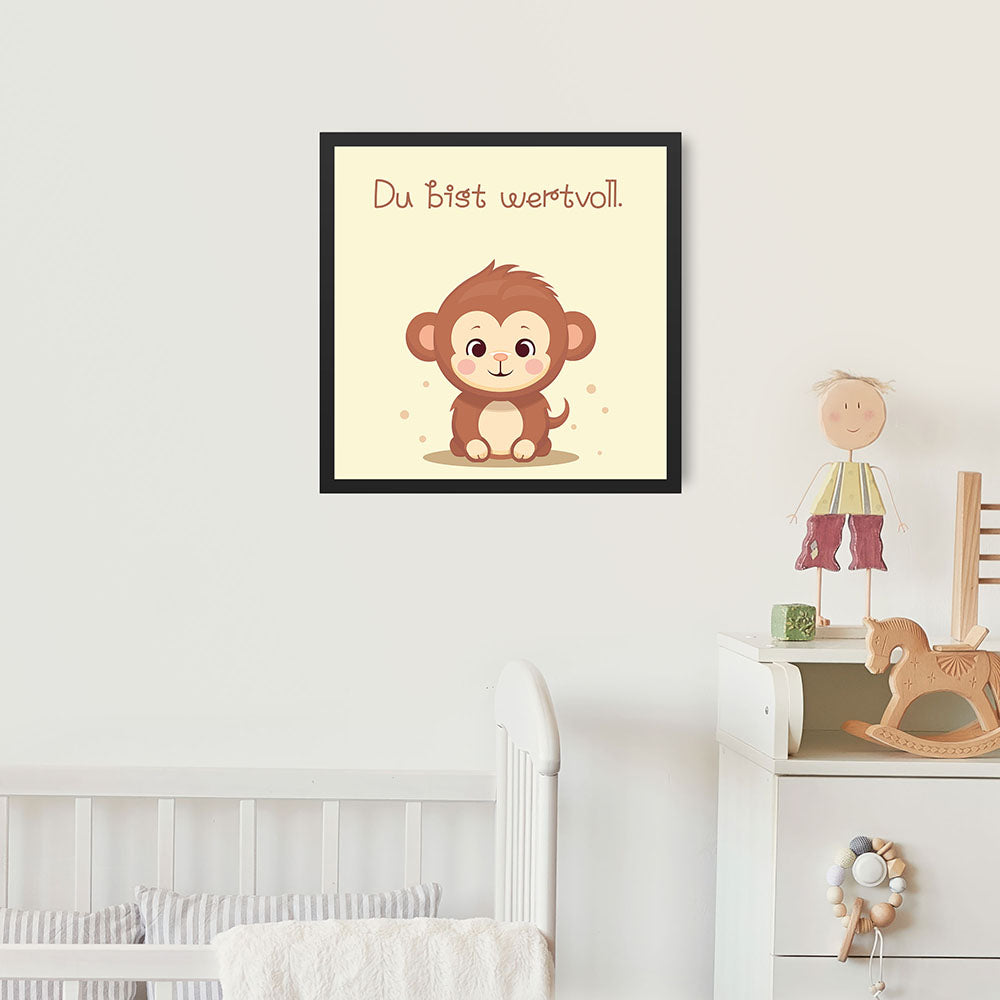 Milo, der Kuschelaffe – Baby-Kinder-Wandbild MIXPIX – Tiermotiv Affe im Cartoon-Design