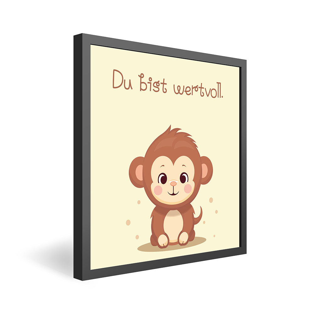 Milo, der Kuschelaffe – Baby-Kinder-Wandbild MIXPIX – Tiermotiv Affe im Cartoon-Design